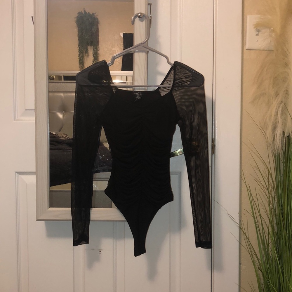 rue 21 cinched black bodysuit. WORN ONCE.
